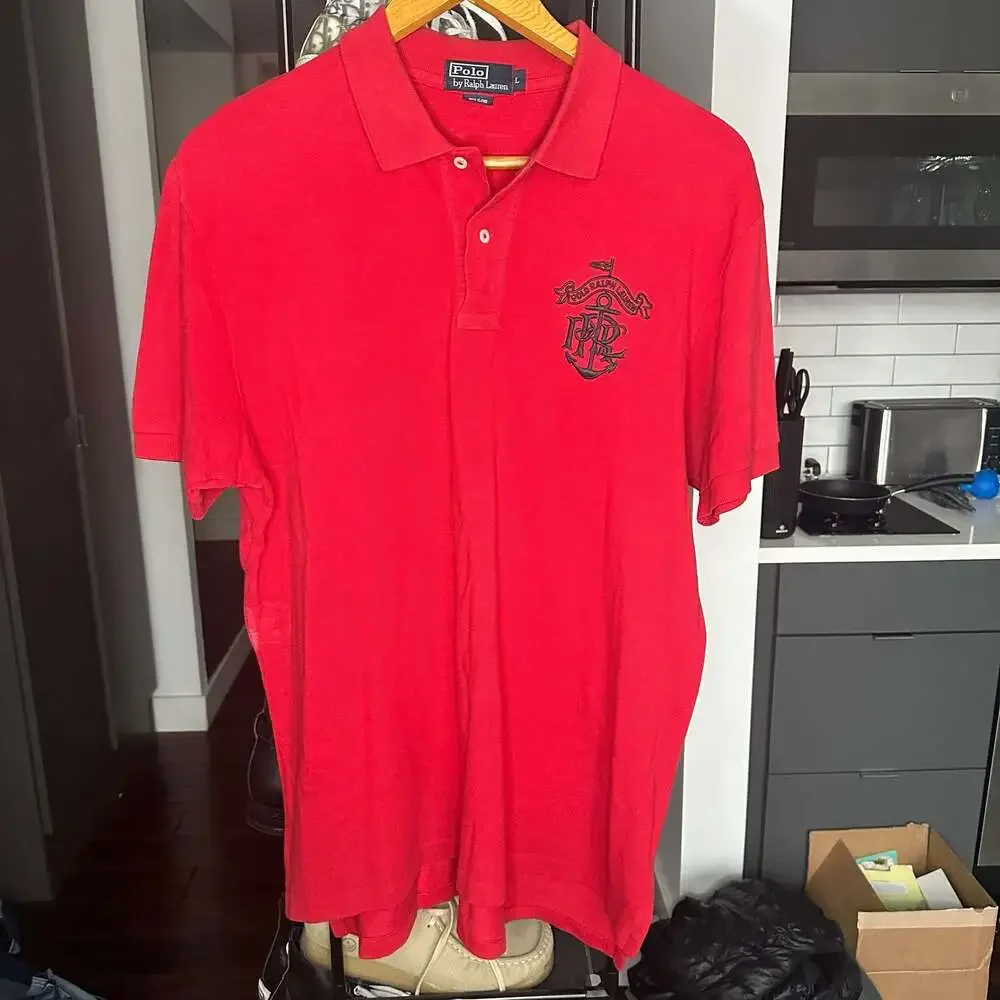 Vintage 90s Polo Ralph Lauren Nautical Anchor Crest Polo Shirt Men’s Large